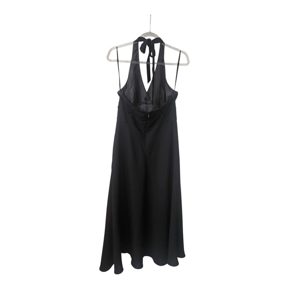 Jones New York Evening Dress Size 12 Black Beaded Lined Halter Tie Neck/Zip